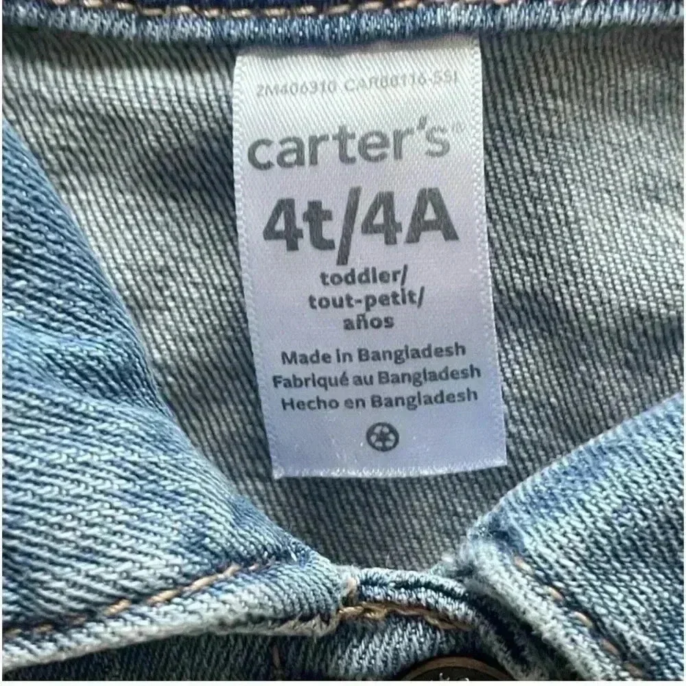 Carter’s Lightweight Denim Girls Jeans Trendy Pockets Jacket SZ 4T #1732